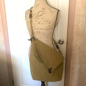 Khaki green canvas tote